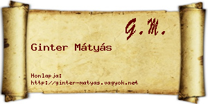 Ginter Mátyás névjegykártya